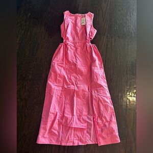 Lillusory Pink Cotton Midi Dress